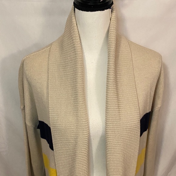 Talbots Cream Cardigan with Colorful Stripes - Picture 4 of 10